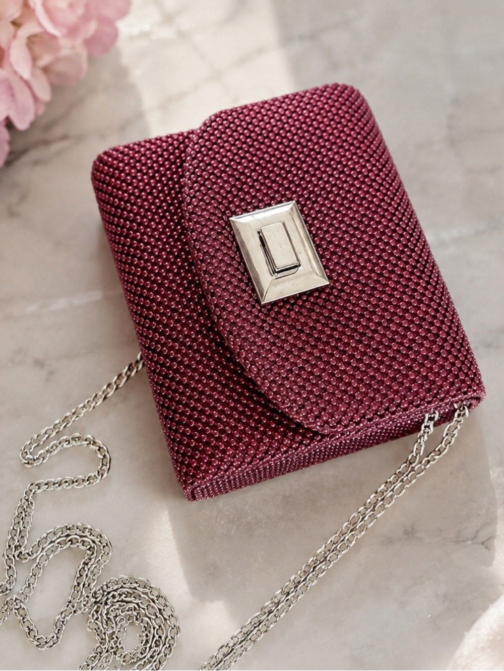 La Regale Elegant Burgundy Evening Crossbody Bag